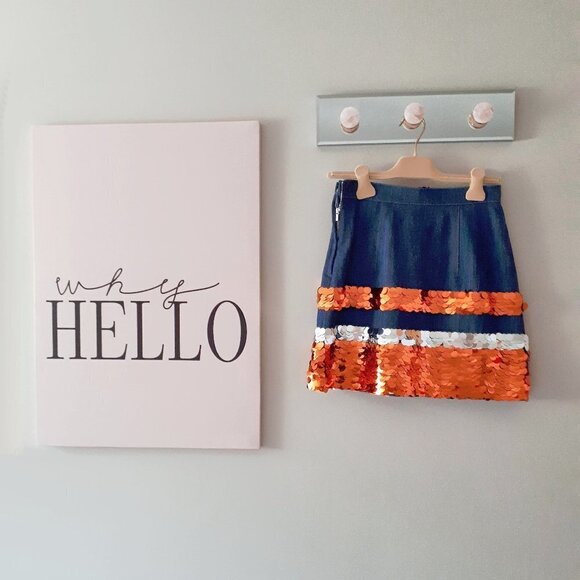 NWT Miu Miu orange silver sequin denim mini skirt - Picture 13 of 16